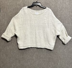 Jamie + The Jones  Heavy Weight Sweater Textured Top Woven Nubby S/M Ivory